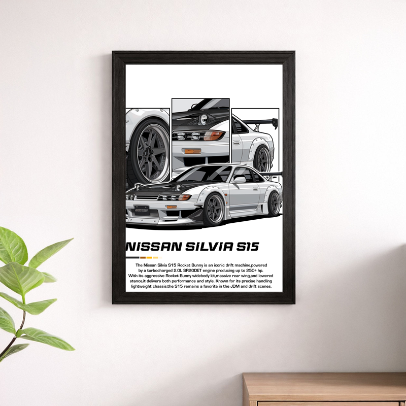 Nissan Silvia S15 Wall Print - JDM Drift Icon Rocket Bunny Poster Art