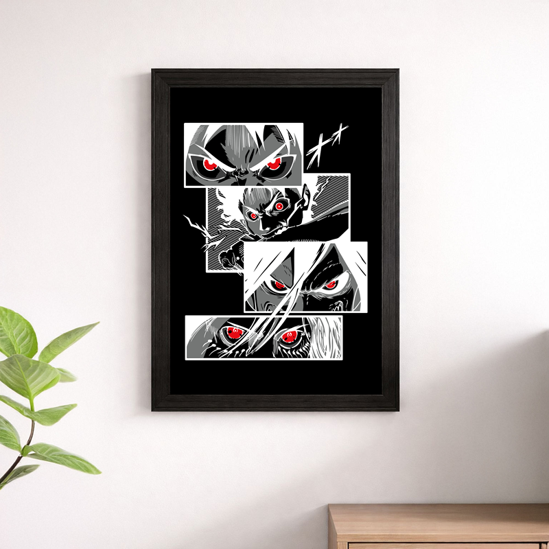 Titans Red Eyes Manga Panels Wall Art Print