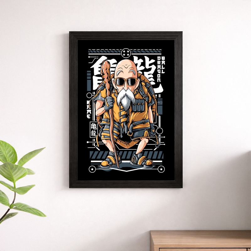 Master Roshi Kame Tactical Dragon Ball Cyberpunk Poster