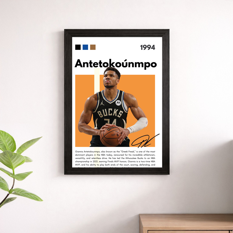 Giannis Antetokounmpo Milwaukee Bucks Wall Art Poster – #34 Basketball Print