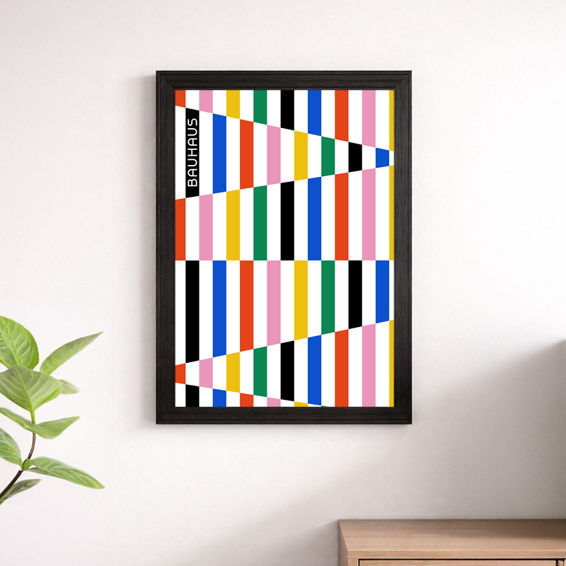 Bauhaus Geometric Stripes Wall Print - Modernist Abstract Art Poster