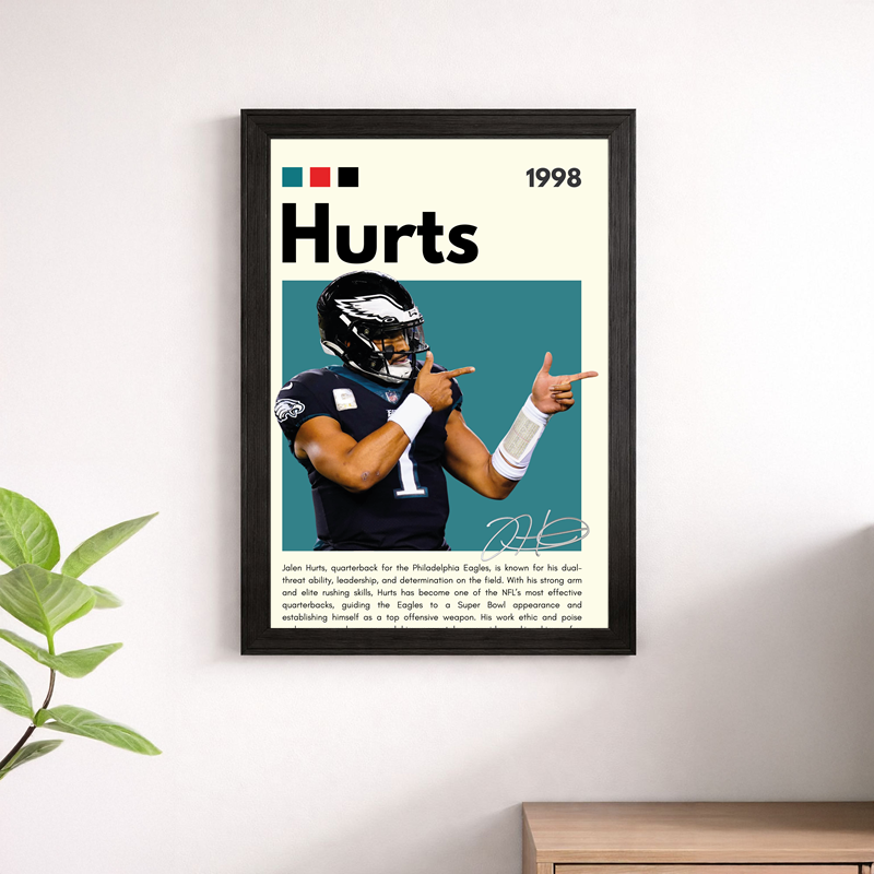 Jalen Hurts Celebration Wall Art Print | Philadelphia Eagles NFL Poster