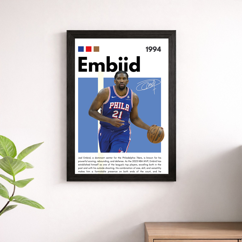 Joel Embiid Philadelphia 76ers Wall Art Poster – #21 Basketball Print