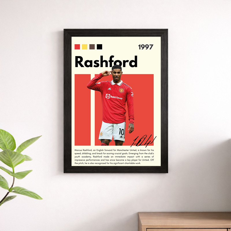 Marcus Rashford Manchester United #10 Wall Art Poster – Football Print