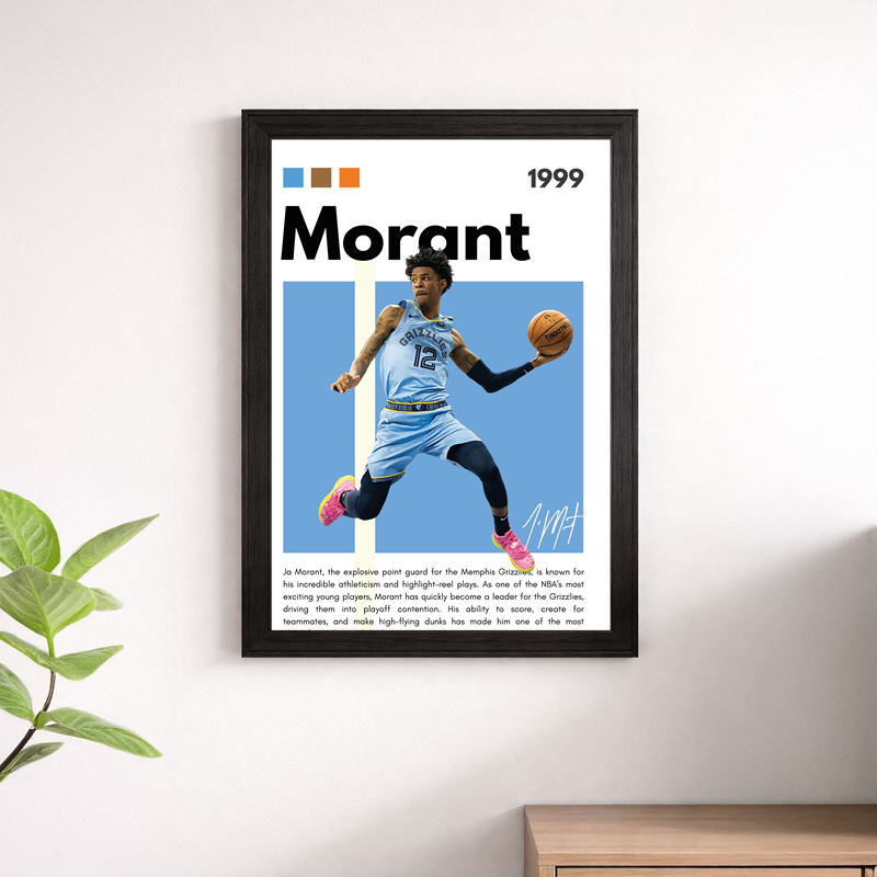 Ja Morant Memphis Grizzlies Wall Art Poster – #12 Basketball Print