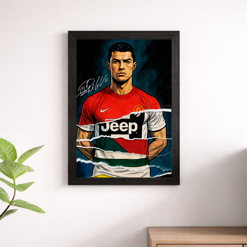 Cristiano Ronaldo Comic Art Wall Art Poster – Man United x Juventus Football Print