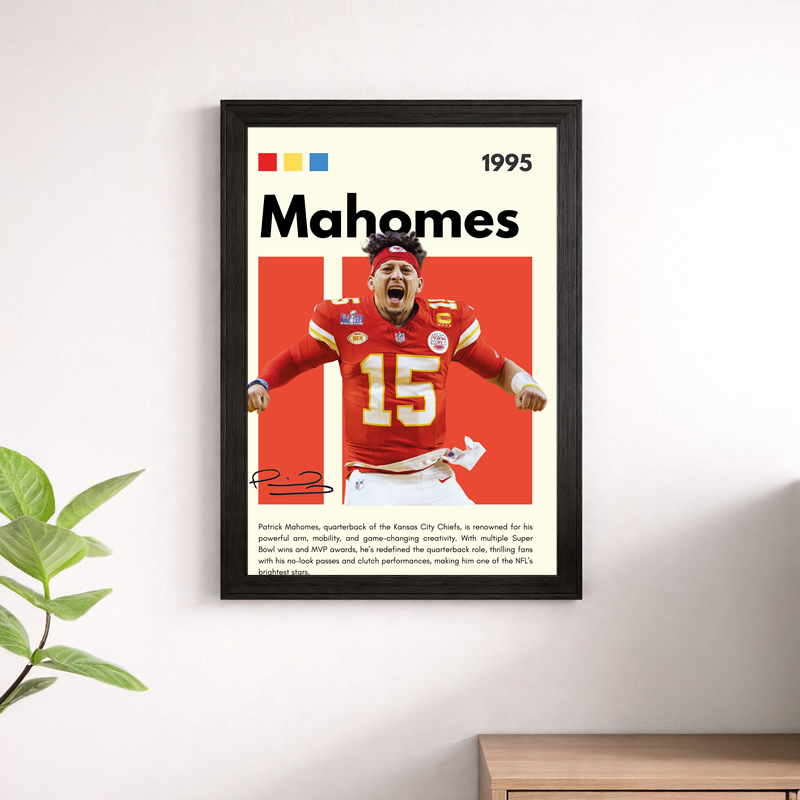 Patrick Mahomes Celebration Wall Art Print | Kansas City Chiefs NFL Poster