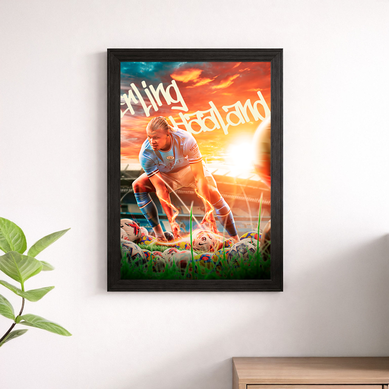 Erling Haaland Manchester City Graphic Art Wall Poster – Football Print