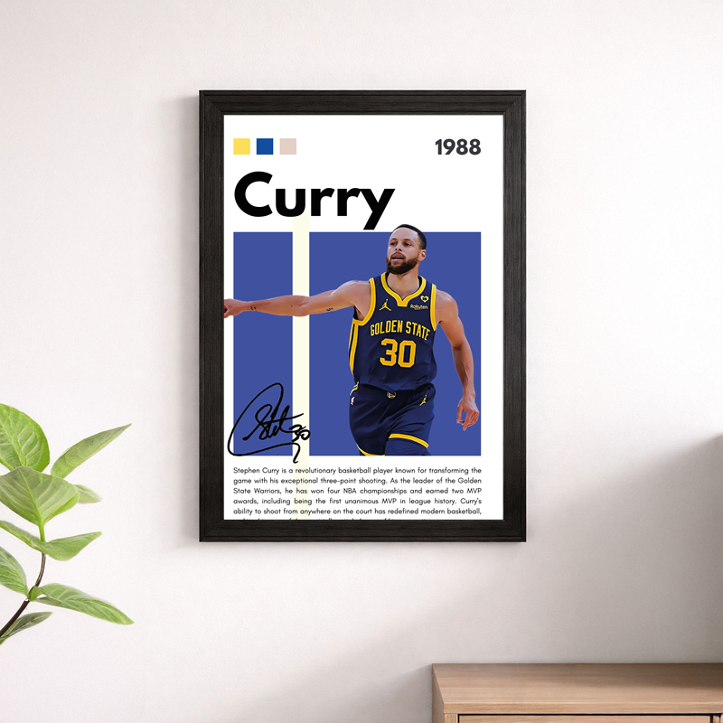 Stephen Curry Golden State Warriors Wall Art Poster – #30 Blue Edition Basketball Print