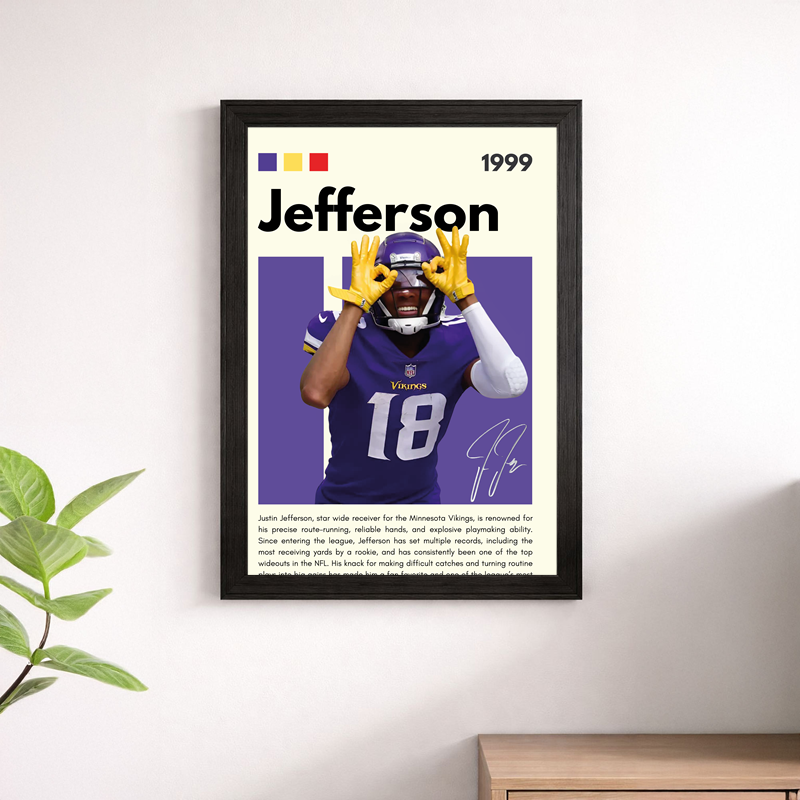 Justin Jefferson Wall Art Print | Minnesota Vikings NFL Poster