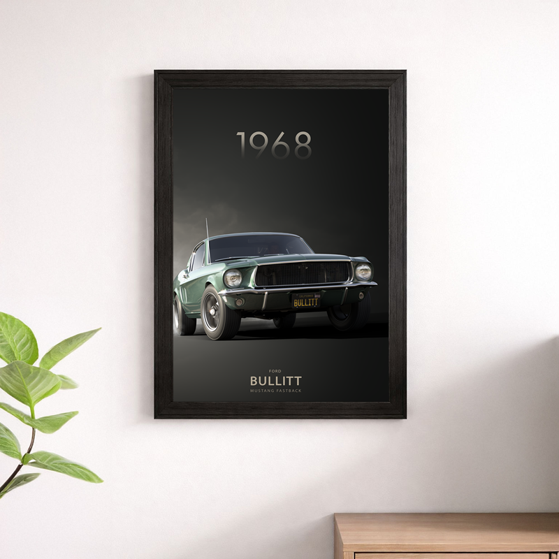 1968 Ford Bullitt Mustang Fastback Wall Print - Cinema Legend Poster Art