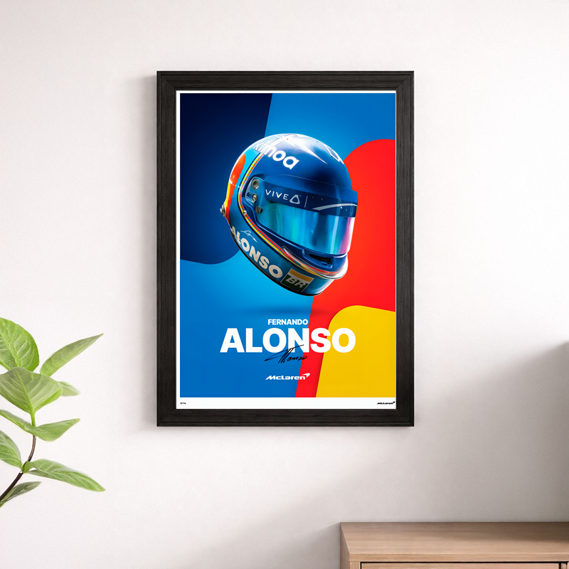Fernando Alonso Helmet Poster - McLaren F1 Racing Print