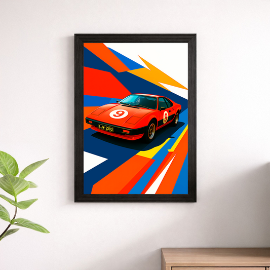 Classic Orange Ferrari 308 GTB Racing Wall Print - Vintage Sports Car Poster