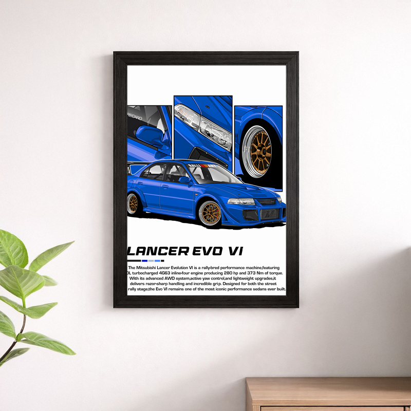 Mitsubishi Lancer Evolution VI Wall Print - Rally Legend Poster Art