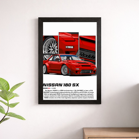 Nissan 180SX Wall Print - JDM Drift Legend Poster Art