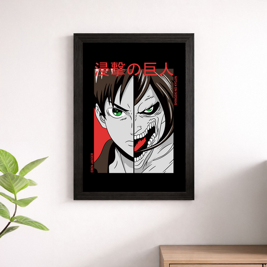 Eren Jaeger Split Face Shingeki no Kyojin Wall Art Print