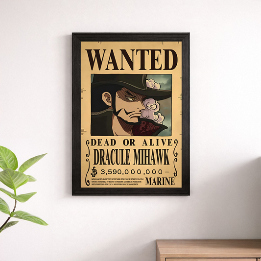 Dracule Mihawk Wanted Poster Wall Print