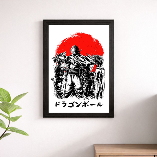 Dragon Ball Z Warriors Japanese Ink Art Poster