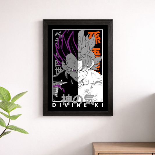 Vegeta vs Goku Divine Ki Split Dragon Ball Z Poster