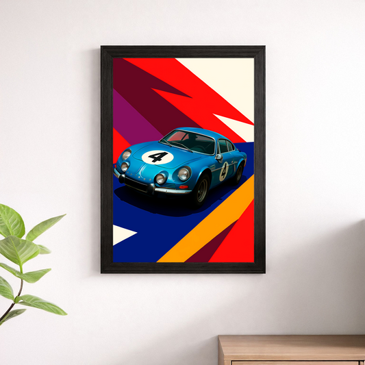 Classic Blue Alpine Racing Car Wall Print - Vintage Motorsport Poster