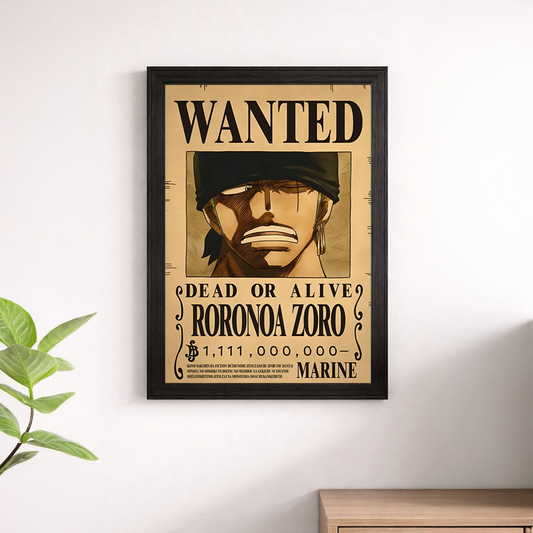 Roronoa Zoro Wanted Poster Wall Print