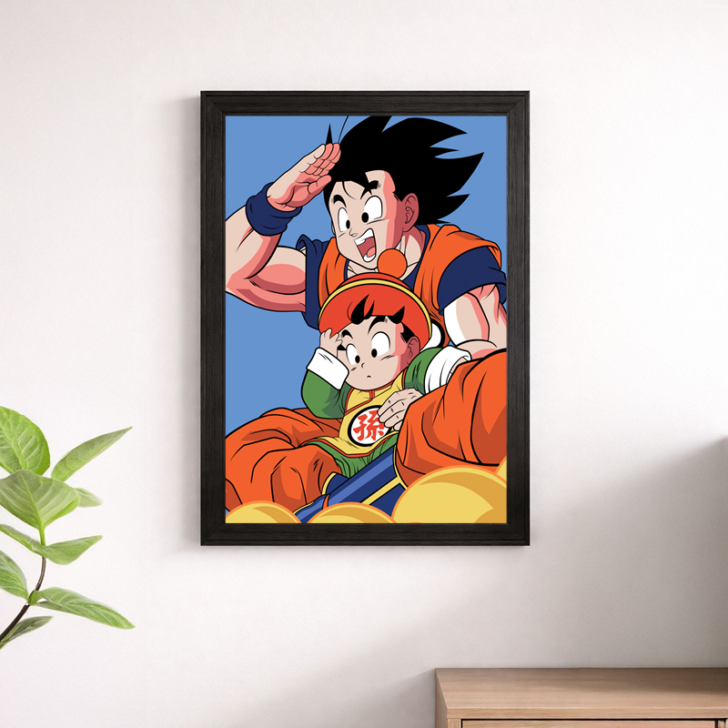 Goku & Gohan Father Son Flying Nimbus Dragon Ball Z Poster