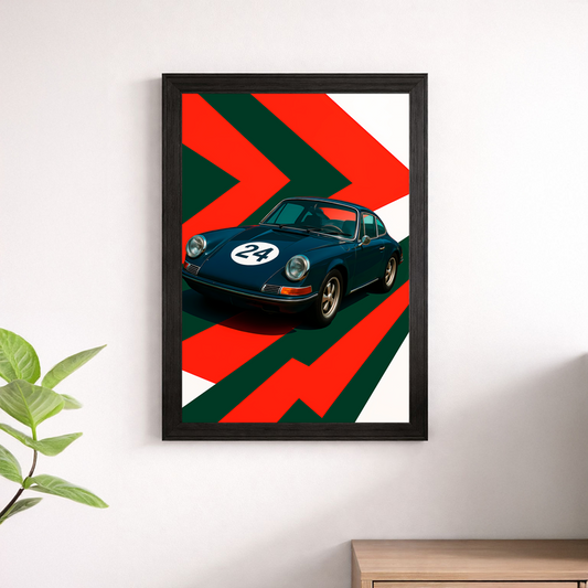 Classic Navy Blue Porsche 911 Racing Wall Print - Vintage Motorsport Poster