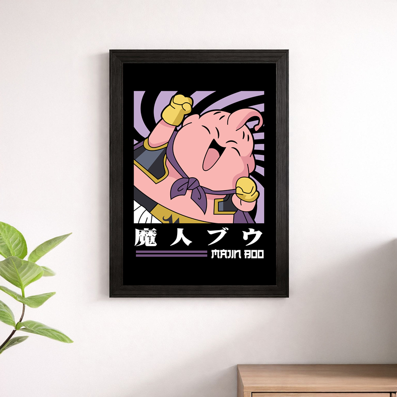 Majin Boo Laughing Japanese Kanji Dragon Ball Z Poster