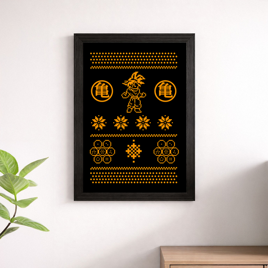 Goku Ugly Christmas Jumper Pixel Art Dragon Ball Z Poster