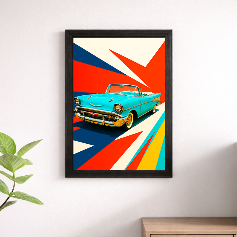 Classic Turquoise Chevrolet Bel Air Wall Print - Vintage 1950s Poster Art