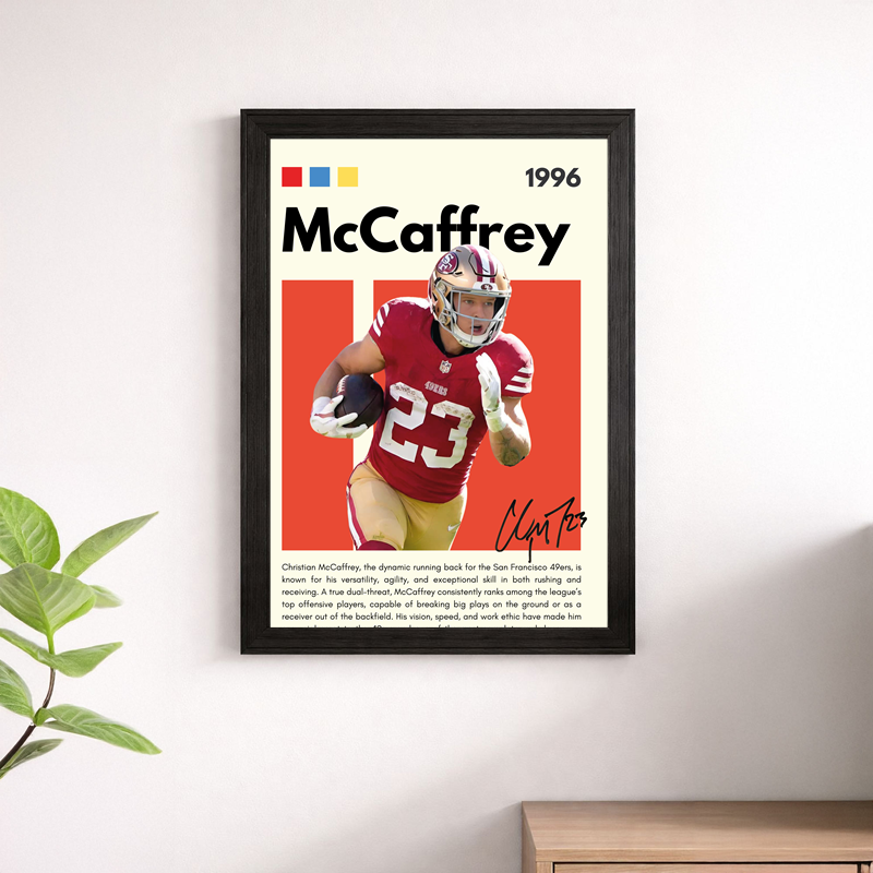 Christian McCaffrey Running Wall Art Print | San Francisco 49ers NFL Poster
