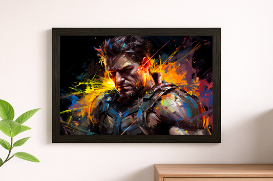 Abstract Warrior Wall Art - Vibrant Armored Knight Framed Print