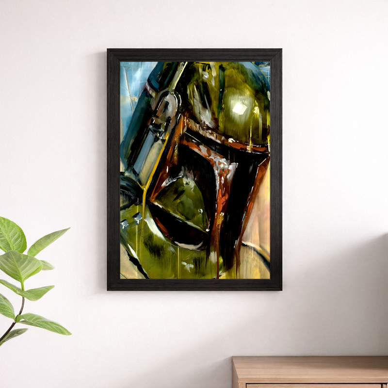 Star Wars Boba Fett Abstract Art Poster - Mandalorian Painting Print