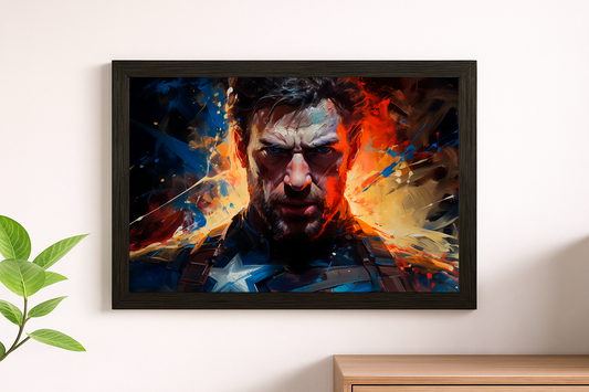 Captain America Abstract Wall Art - Patriotic Hero Framed Print