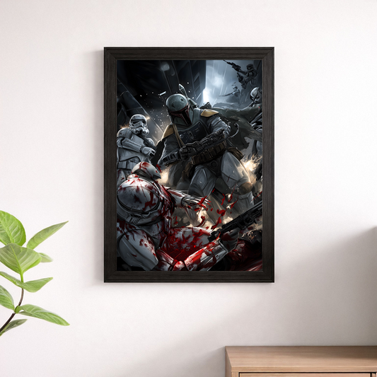 Star Wars Boba Fett Battle Scene Poster - Epic Combat Print