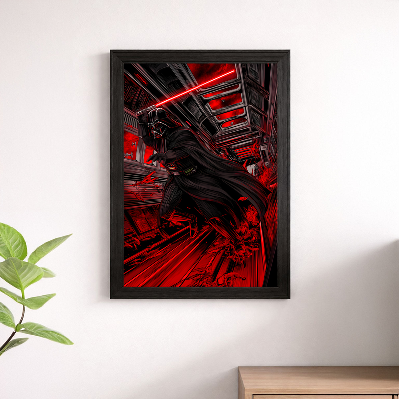 Star Wars Darth Vader Lightsaber Battle Poster - Red Saber Combat Print