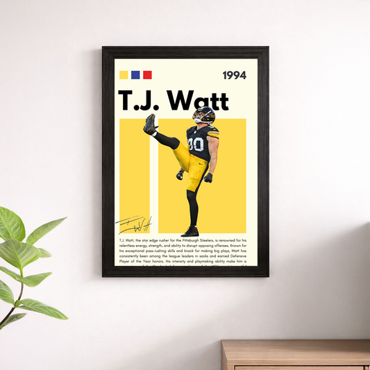 T.J. Watt Wall Art Print | Pittsburgh Steelers NFL Poster