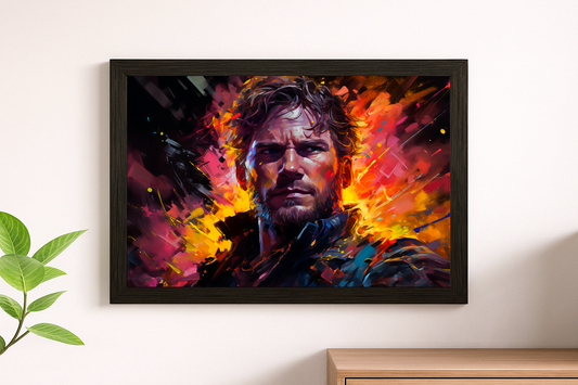 Star-Lord Abstract Wall Art - Cosmic Guardian Framed Print