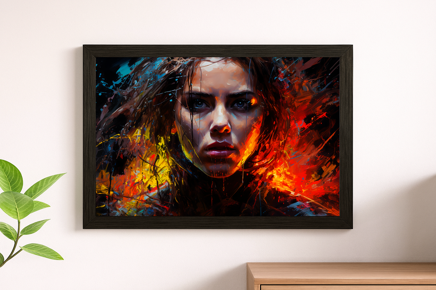 Black Widow Abstract Wall Art - Powerful Portrait Framed Print