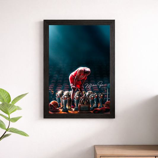 Michael Jordan Chicago Bulls Six Championships Wall Art Poster – Basketball Print