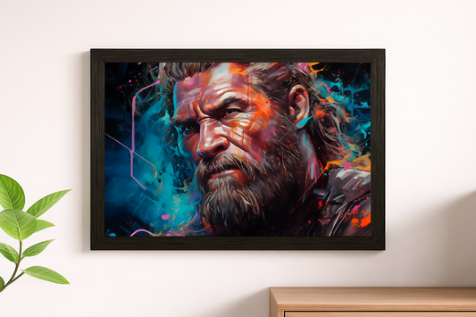 Thor Abstract Wall Art - Norse Legend Portrait Framed Print