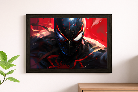 Miles Morales Spider-Man Wall Art - Black Suit Hero Framed Print
