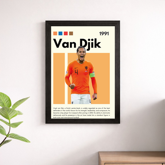 Virgil van Dijk Netherlands #4 Wall Art Poster – Football Print