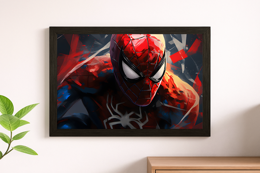 Spider-Man Abstract Wall Art - Classic Red Suit Action Framed Print