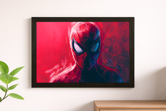Spider-Man Dual Tone Wall Art - Red Blue Split Portrait Framed Print