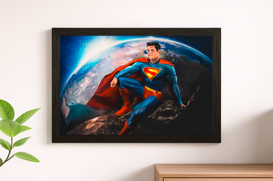 Superman Earth Guardian Wall Art - Man of Steel Space Framed Print
