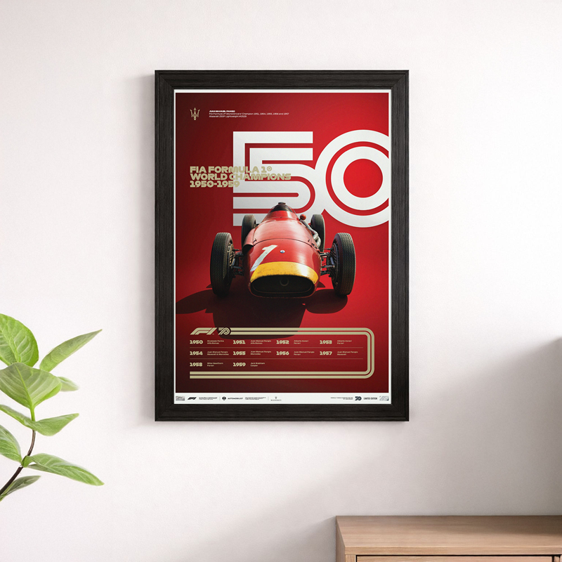 Maserati 250F 50 World Championship Victories Print - Vintage F1 Poster