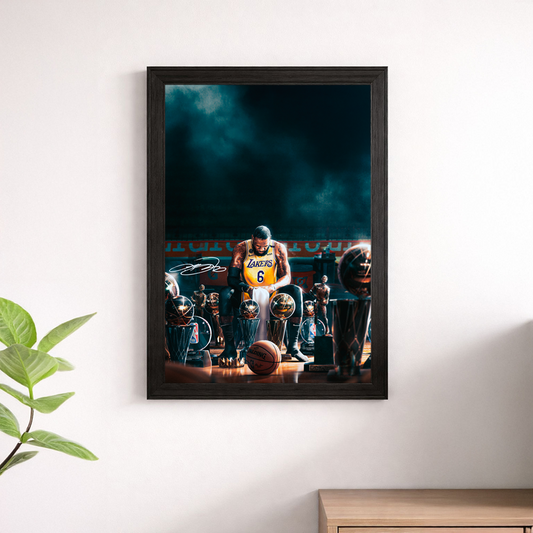 LeBron James LA Lakers Four Championships Wall Art Poster – #6 Basketball Print