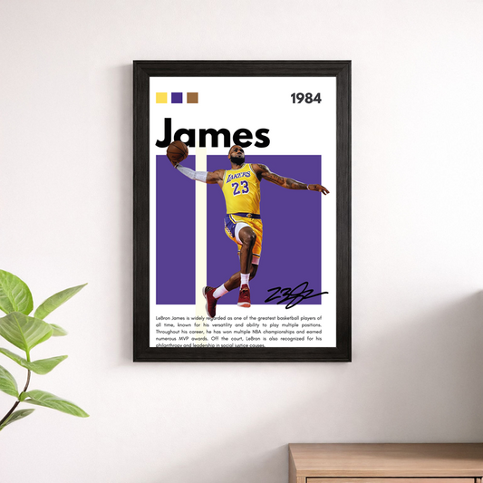 LeBron James Lakers Wall Art Poster – #23 Purple Edition Print