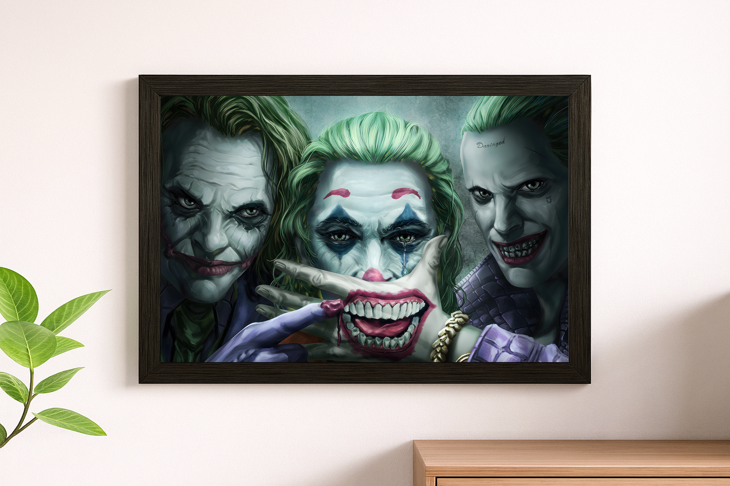 Joker Evolution Wall Art - Three Faces of Madness Framed Print